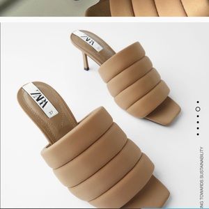 NWT!! Zara Quilted Square Toe Heels